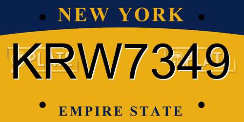 KRW7349 New York License Plate