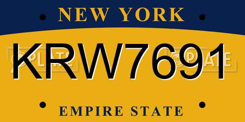 KRW7691 New York License Plate