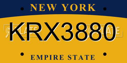 KRX3880 New York License Plate