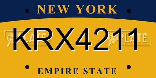 KRX4211 New York License Plate