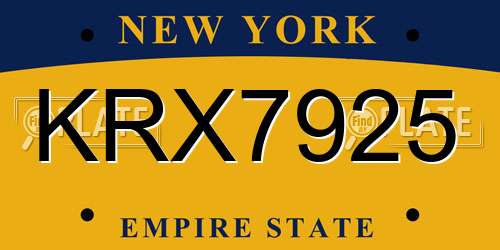 KRX7925 New York License Plate