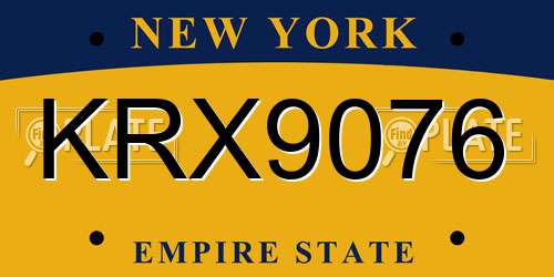 KRX9076 New York License Plate