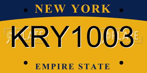 KRY1003 New York License Plate