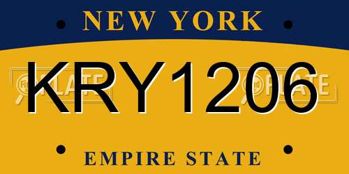 KRY1206 New York License Plate