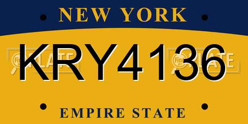 KRY4136 New York License Plate