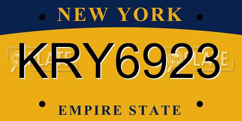 KRY6923 New York License Plate