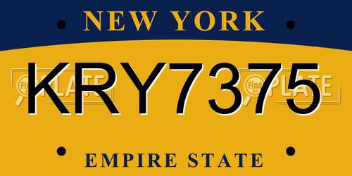 KRY7375 New York License Plate