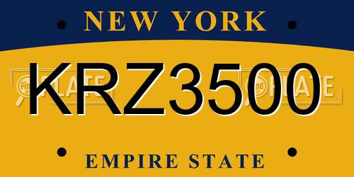 KRZ3500 New York License Plate