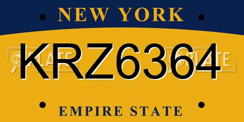KRZ6364 New York License Plate