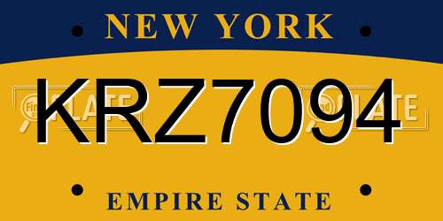 KRZ7094 New York License Plate