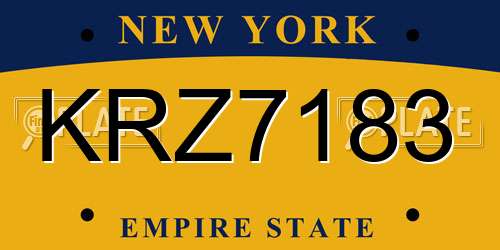 KRZ7183 New York License Plate
