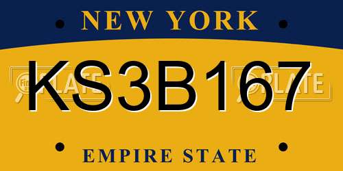 KS3B167 New York License Plate