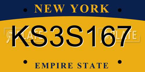 KS3S167 New York License Plate