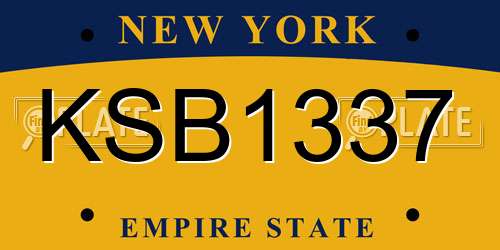 KSB1337 New York License Plate