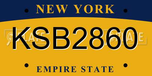 KSB2860 New York License Plate