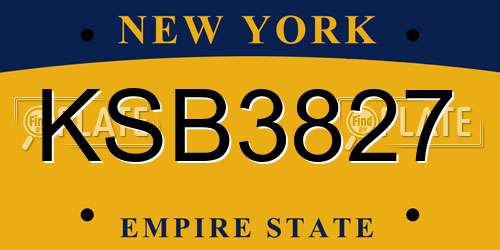 KSB3827 New York License Plate