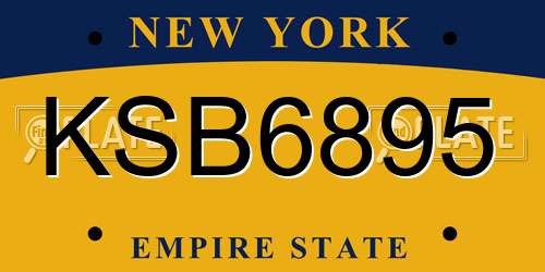 KSB6895 New York License Plate