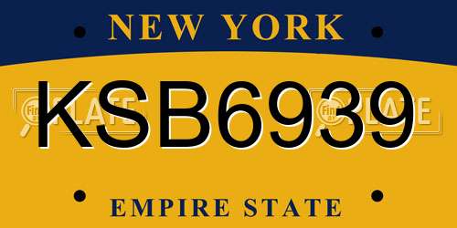 KSB6939 New York License Plate