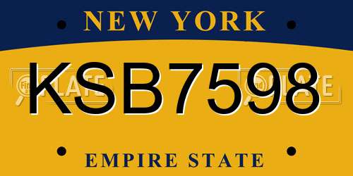 KSB7598 New York License Plate