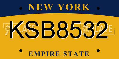 KSB8532 New York License Plate