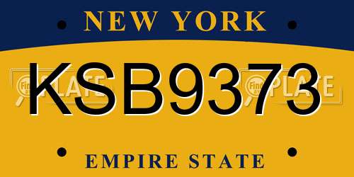 KSB9373 New York License Plate