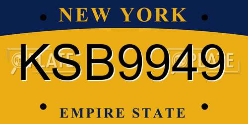 KSB9949 New York License Plate