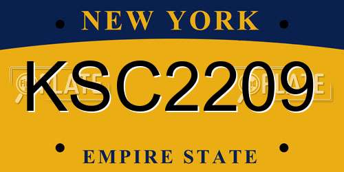 KSC2209 New York License Plate
