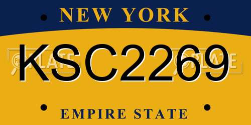 KSC2269 New York License Plate