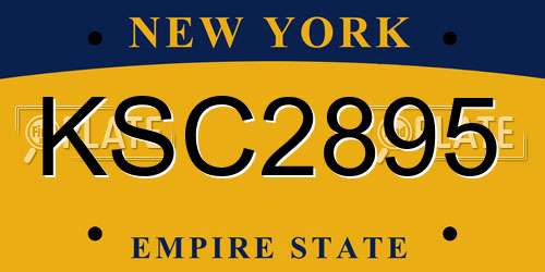 KSC2895 New York License Plate