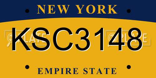 KSC3148 New York License Plate