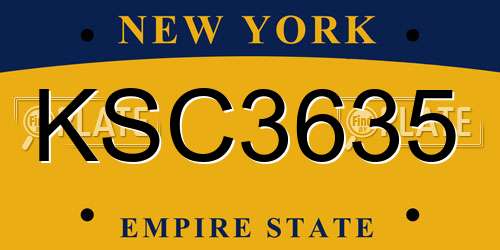 KSC3635 New York License Plate