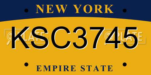KSC3745 New York License Plate