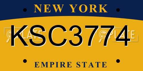 KSC3774 New York License Plate