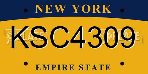 KSC4309 New York License Plate