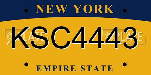 KSC4443 New York License Plate