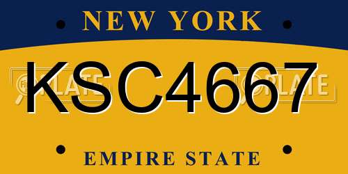 KSC4667 New York License Plate
