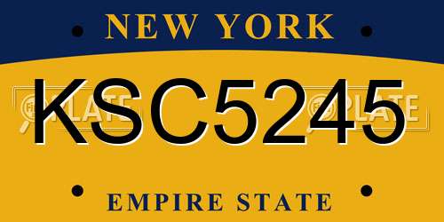 KSC5245 New York License Plate