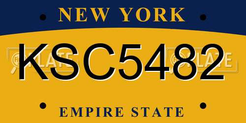 KSC5482 New York License Plate