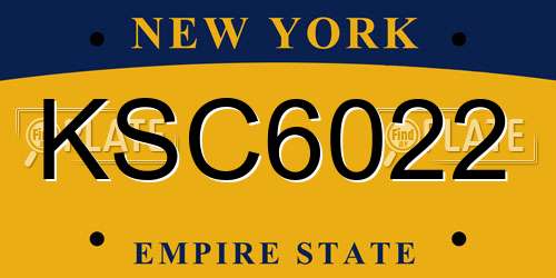 KSC6022 New York License Plate