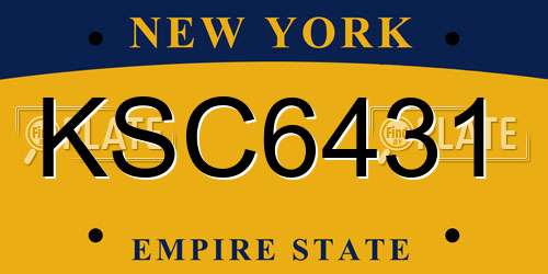 KSC6431 New York License Plate