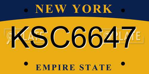 KSC6647 New York License Plate