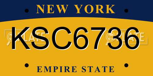 KSC6736 New York License Plate