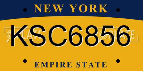 KSC6856 New York License Plate