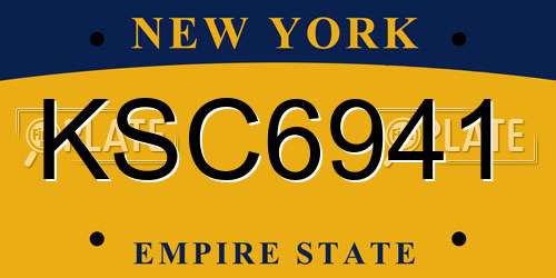 KSC6941 New York License Plate