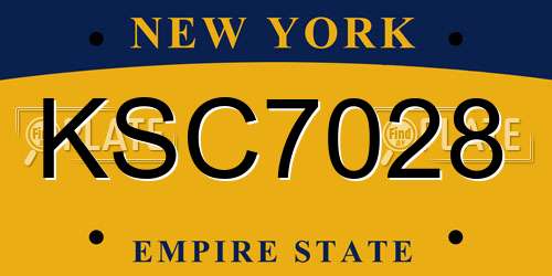 KSC7028 New York License Plate