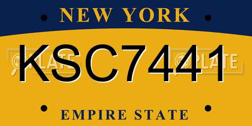 KSC7441 New York License Plate