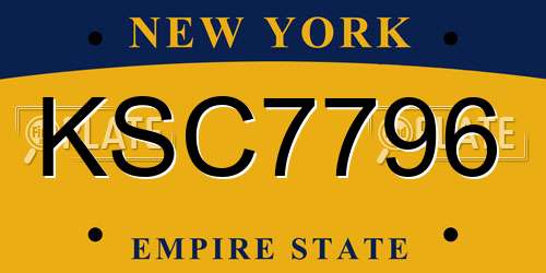 KSC7796 New York License Plate