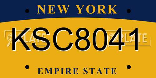 KSC8041 New York License Plate
