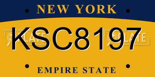 KSC8197 New York License Plate