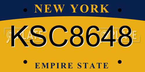 KSC8648 New York License Plate